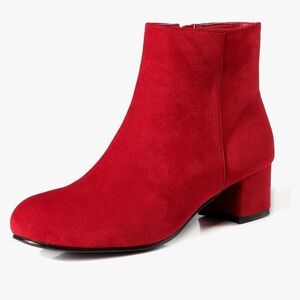 NEW! Vibrant Red Ankle Boots with Chunky Heel 10.5